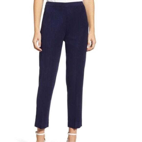 Ming Wang Straight Leg Knit Pull on Pants Navy Blue Size Large Petite - Picture 1 of 8